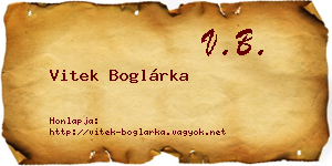 Vitek Boglárka névjegykártya
